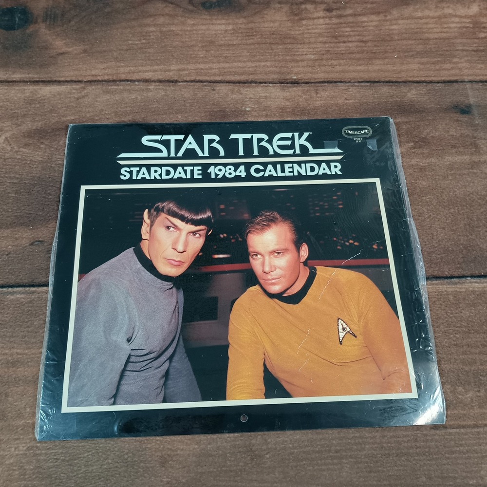 Star Trek Calendar OS Black New Sealed 1984 Stardate Vintage Sci-Fi OS